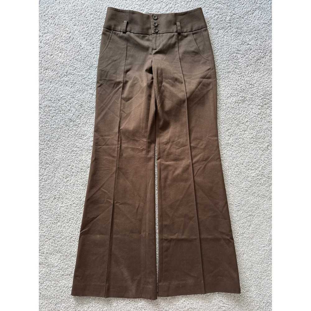 Y2K Halogen Womens Brown Herringbone Boot Trousers Dress Pants Size 2‎ Low Rise